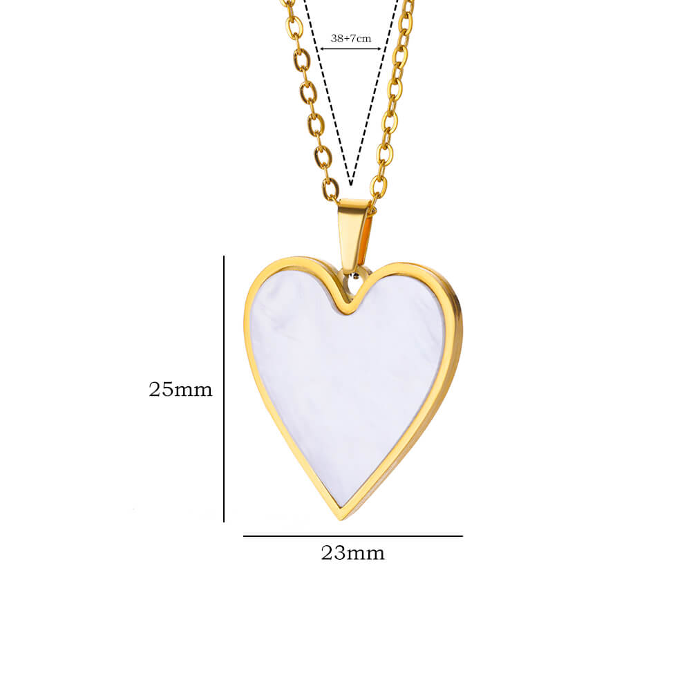 White Acrylic Heart Pendant Stainless Steel Necklaces For Women Gold Color Aesthetic Heart Pendant Necklace  Trendy Jewelry