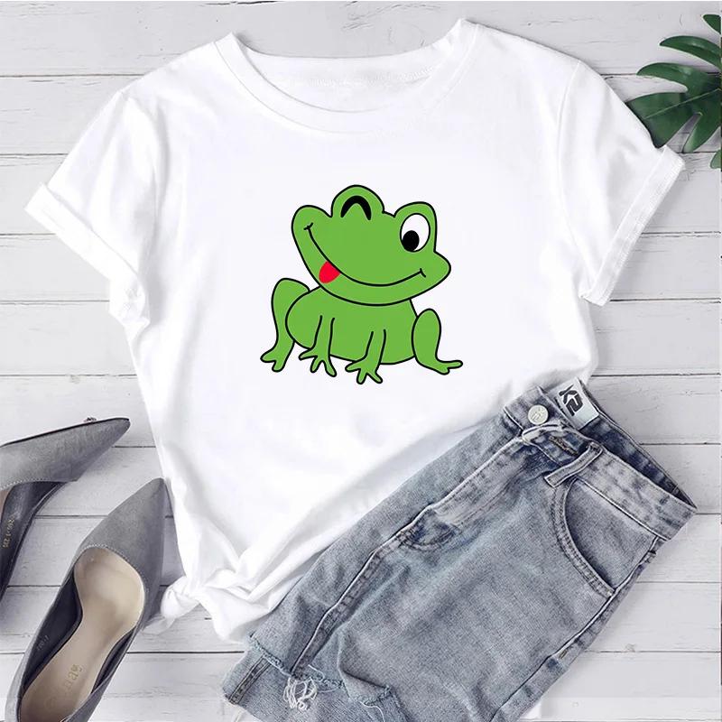 Womens Tshirt Hip Hop Street Wear Harajuku Short Sleeve Tshirt Cute Frog Printed Tshirt Summer Top