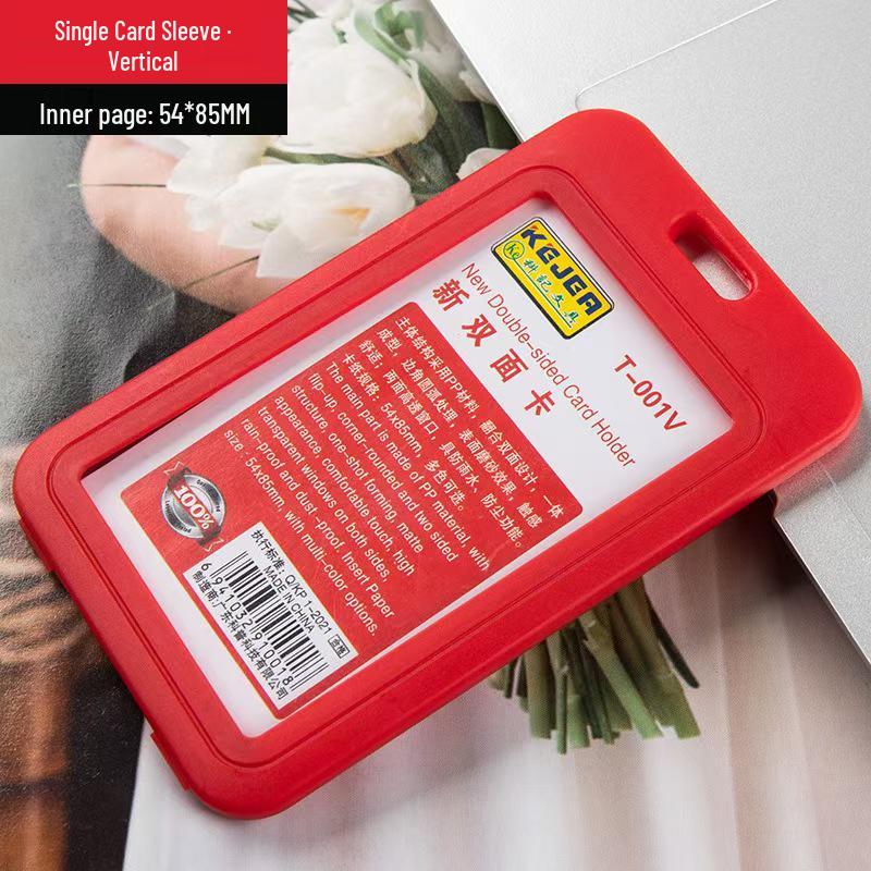 Vertical & Horizontal Double-Sided Transparent Employee Badge Holder with Color Options