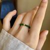 Vintage and small green round beads natural chalcedony rings for women new in Chinese style elastic rope ring  gift