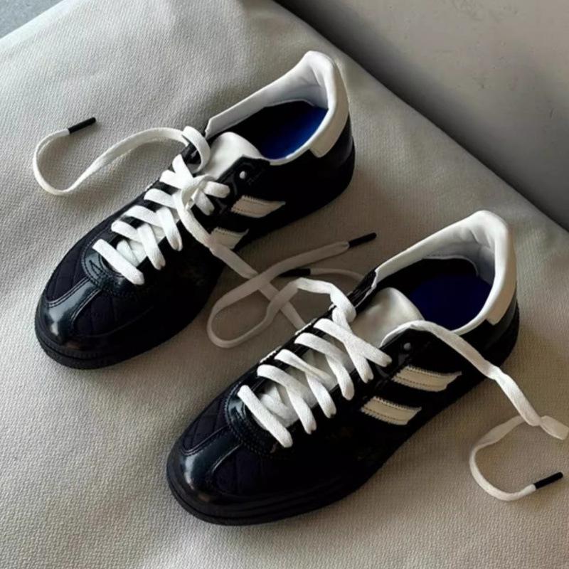 Platform Women's New Black and White Casual Retro Striped Sports Versatile Board Shoes