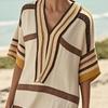 Summer Dress for Women Casual Short Sleeve V Neck Striped Midi Dress Summer Beach Sundress Boho Vacation Outfit