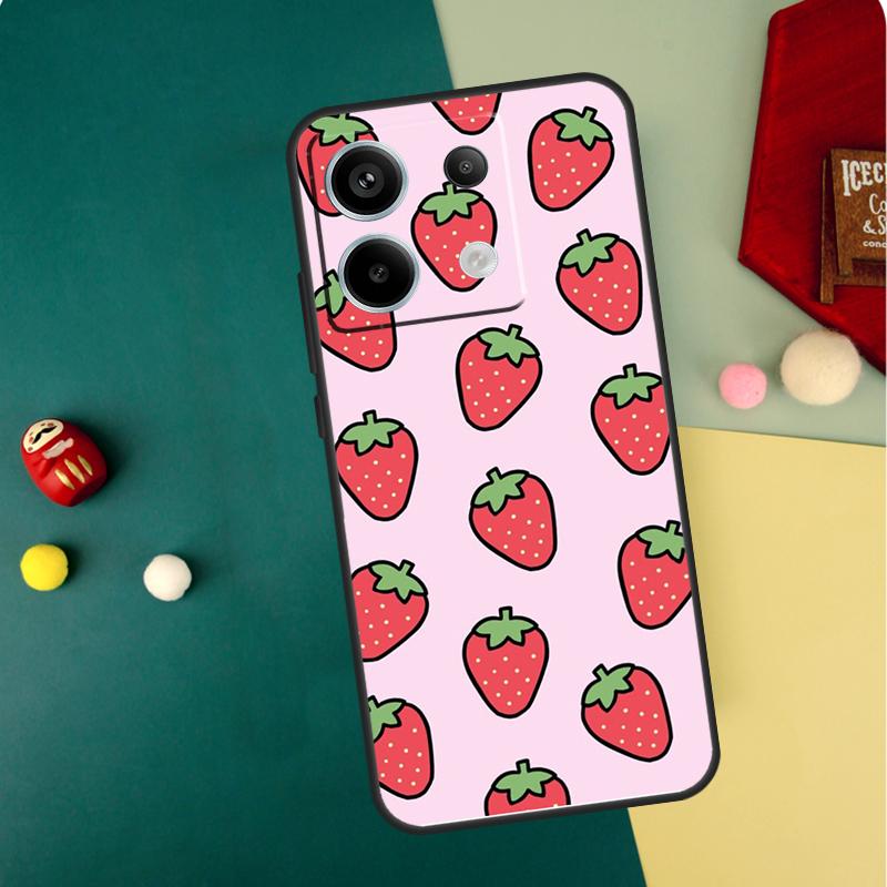 Strawberry Case For Xiaomi Redmi Note 13 Pro 14 12 11 10 15 Pro Plus Redmi 15 14C 13C 10C 12C 15C Funda