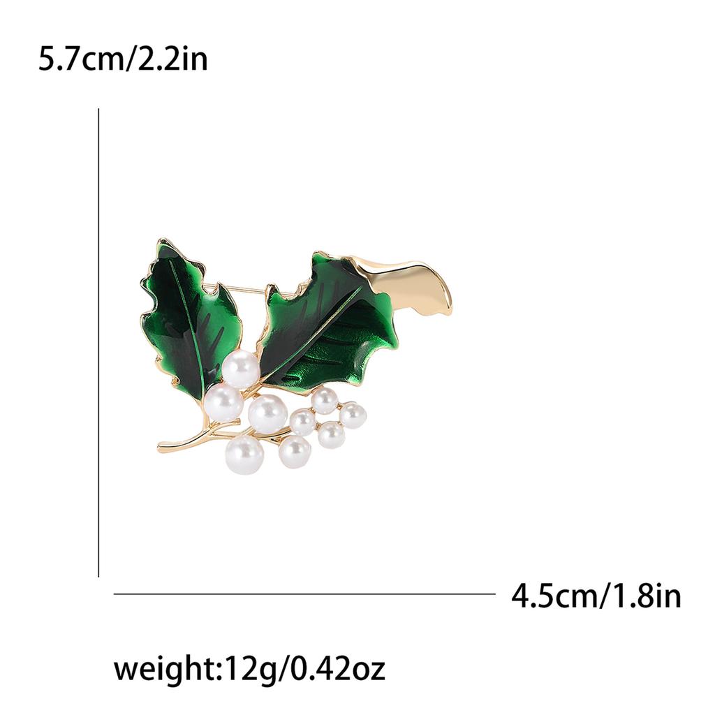 Simple And Exquisite Alloy Pearl Leaf Brooch Fashionable Versatile Women'S Suit Cardigan Corsage Jewelry Pin