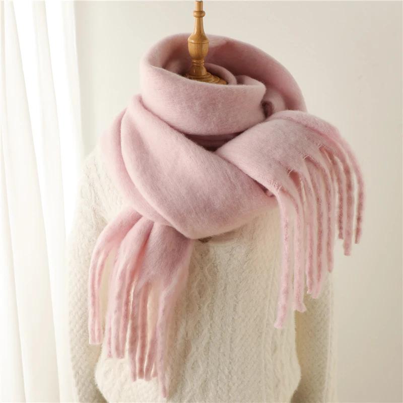 Winter Scarf for Women Cashmere Warm Solid Pashmina Blanket Wraps Female Thick Soft Bufanda Big Tassel Shawl Long Poncho Echarpe