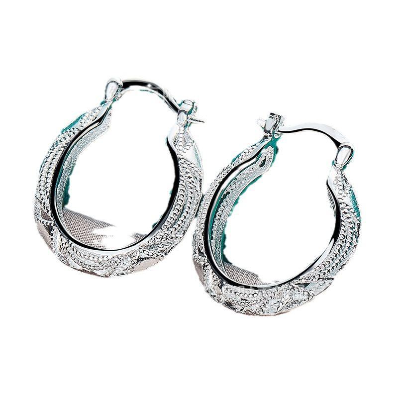 Mattierte silberfarbene U-förmige Drachenkopf-Ohrringe für Damen – West Lake Beauty Kollektion