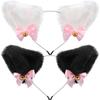 2 Stück mit Glöckchen Katzenohren Stirnband Plüsch Cosplay Haarband Make-up Kopfbedeckung Kostümparty