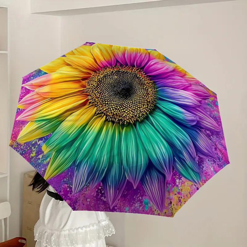 1pc Colorful Sunflower Artwork Umbrella with Plastic Handle,Suitable for All Seasons Home Travel Outdoor UmbrellaDD1367