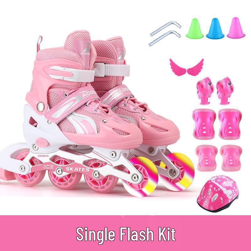 Nastavitelná sada kolečkových bruslí s blesky pro začínající děti