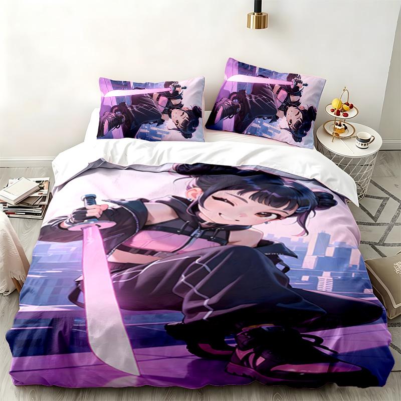 Kpop şeytan avcıları 3 parçalı set Yatak odası kullanımı için mükemmel Rahat nevresim takımı bir yorgan kılıfı ve iki yastık kılıfı içerir İdeal doğum günü veya Noel hediyesi