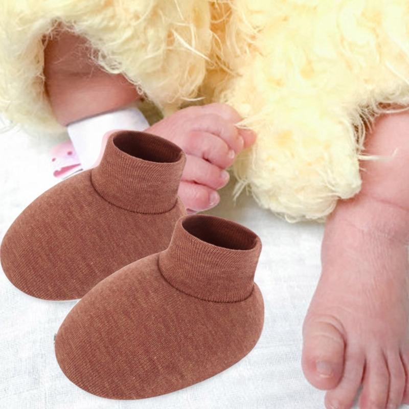 Set of 4 Cotton Infant Anti Scratch Mittens with Elastic Cuffs Feature Soft Breathable Socks & Gloves for Newborns