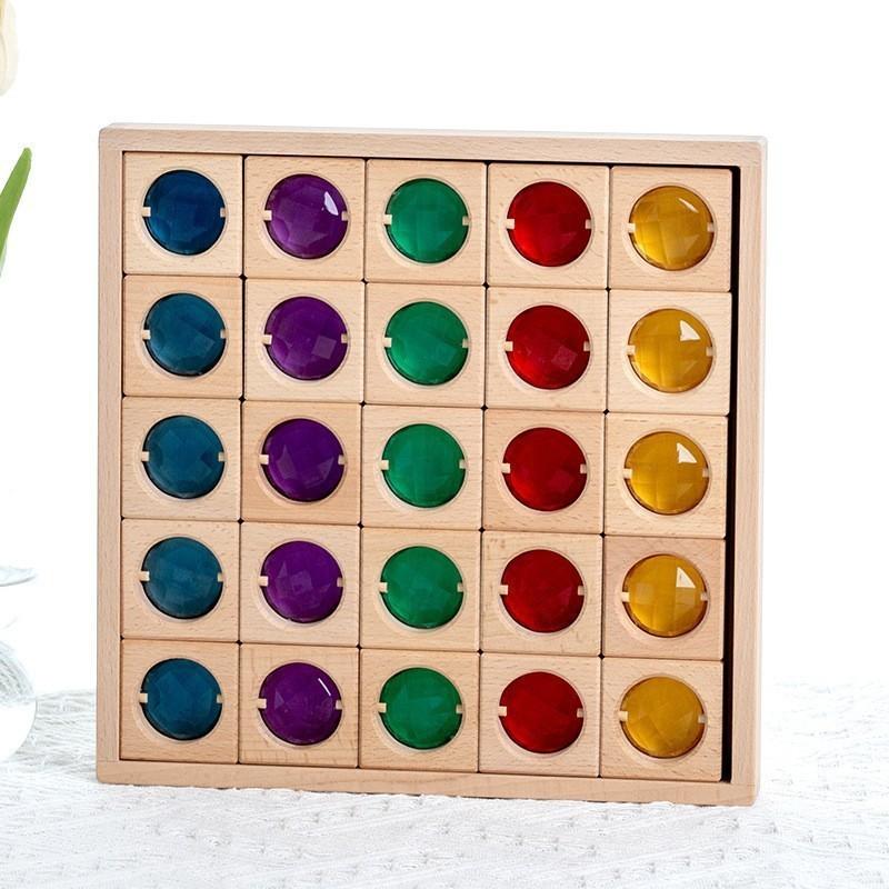 Rainbow Building Block Mandala Translucent Diamond Matching Color Castle Building Block Interior Creative Ornaments Stacking Music Toys