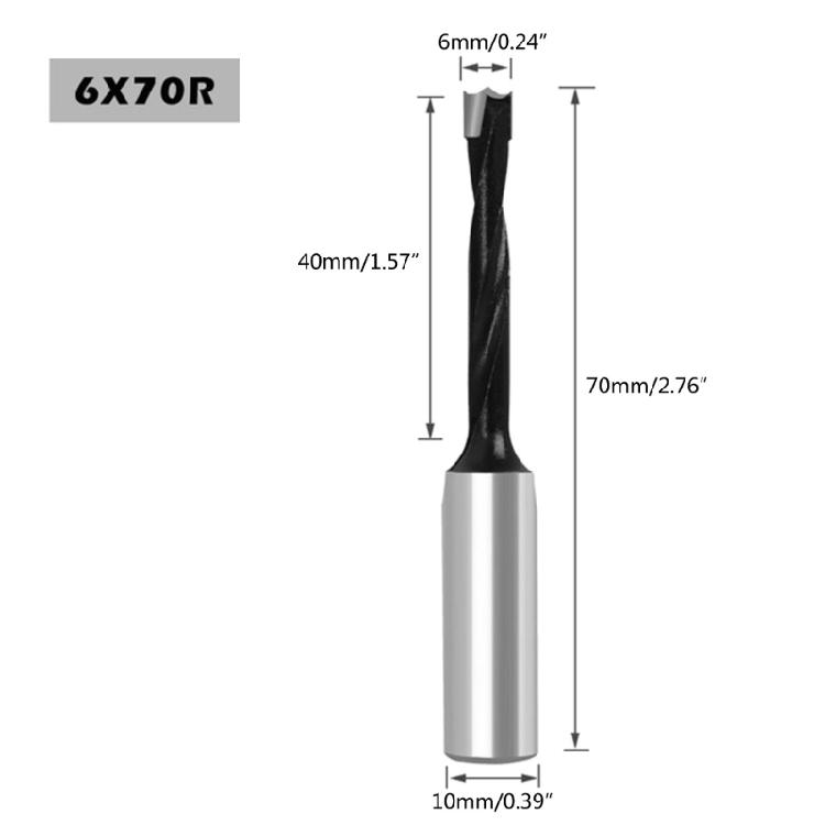 Two Flutes Woodworking Gang Drill Bits Blind Hole Drilling Head 70mm Length