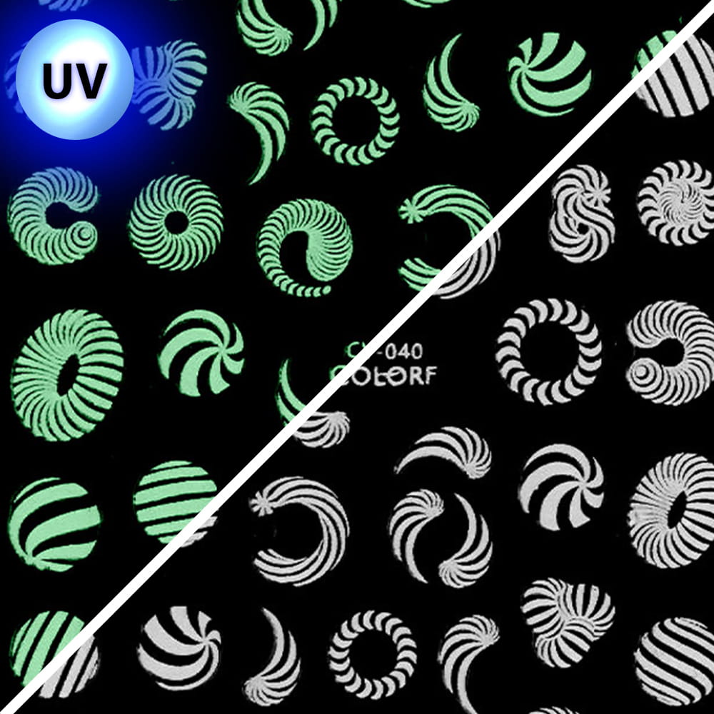 Nail Stickers Thin Self-adhesive UV Glowing Colorf CY-040