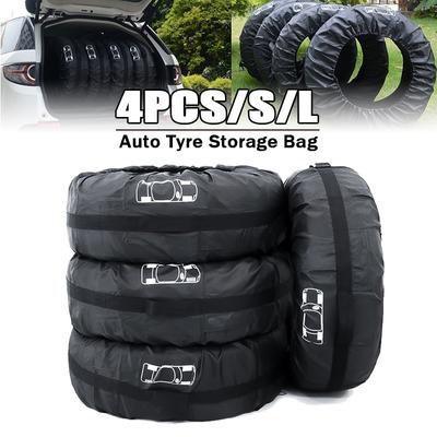 4Pcs S/L Dust-proof Protector Universal Spare Tire Cover Case Polyester Car Tyre Storage Bags Automobile Tyre Accessories