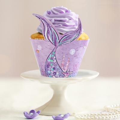 Mermaid Theme Cupcake Toppers Wrappers Little Mermaid Birhtday Party Cake Decoration Baby Shower Wedding Party Supplies
