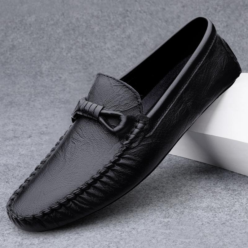 Fashion Luxury Brand Mens Leather Shoes Casual Driving Shoes Men Anti-skid Business Loafers High Quality Male Casual Shoes Slip on Flats
