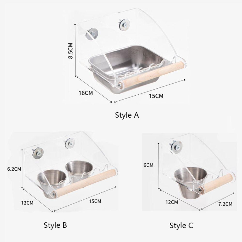 Anti Splashing Cage Mounted Bird Feeder Large Capacity Parrots Food Container Budgie
