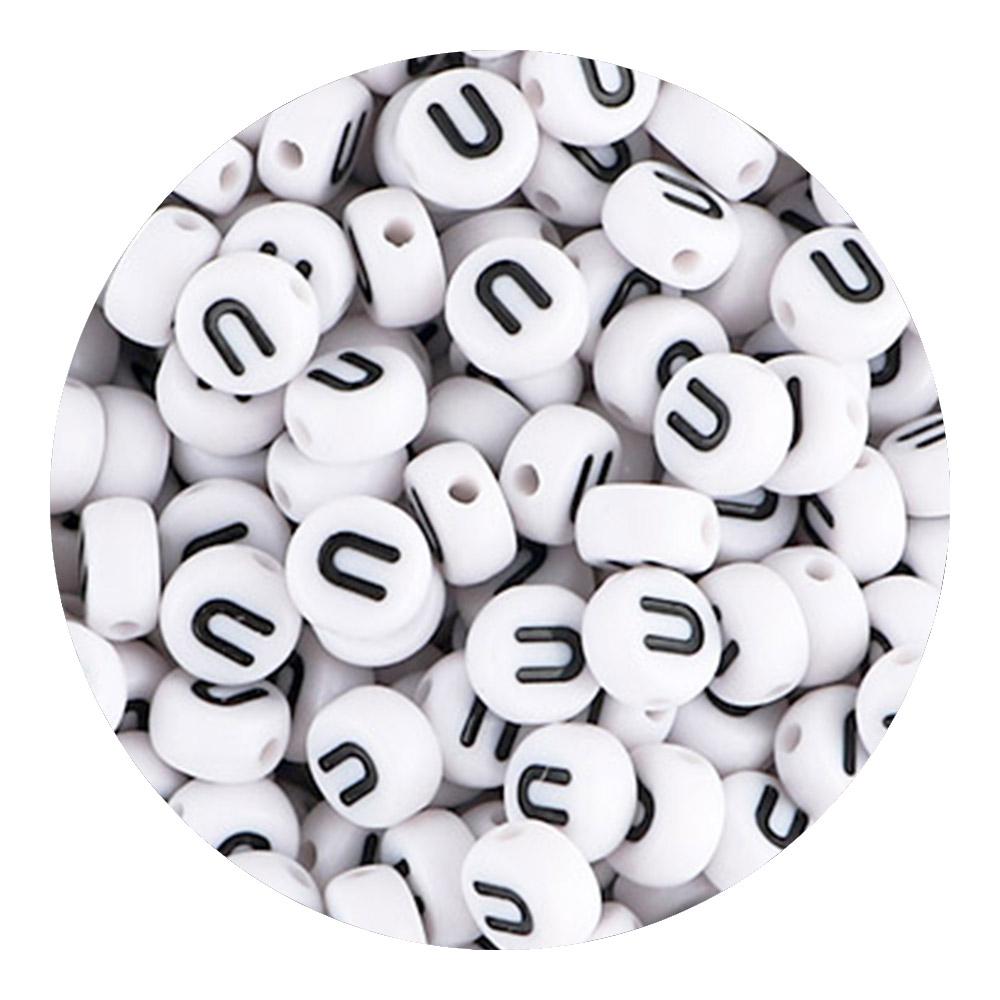 50/100/200pcs/Lot 7x4mm White A-Z Round Alphabet Acrylic Letters Beads Loose Spacer For Jewelry Making DIY Bracelet Accessories
