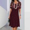 Women's Retro 3D Short-sleeved Pullover Summer Round Neck Dress Simple and Elegant Loose Skirt