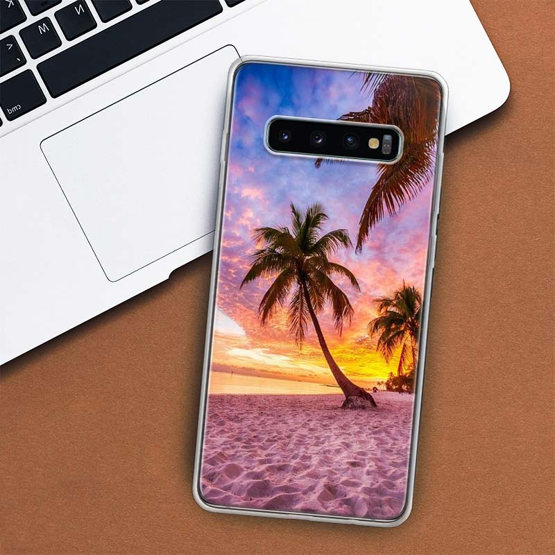 Summer Beach Sunset Sea Palm Tree Phone Case For Samsung Galaxy S10 Plus S20 FE S21 S22 Ultra S10E S9 S8 + S6 S7 Edge Lite Shell