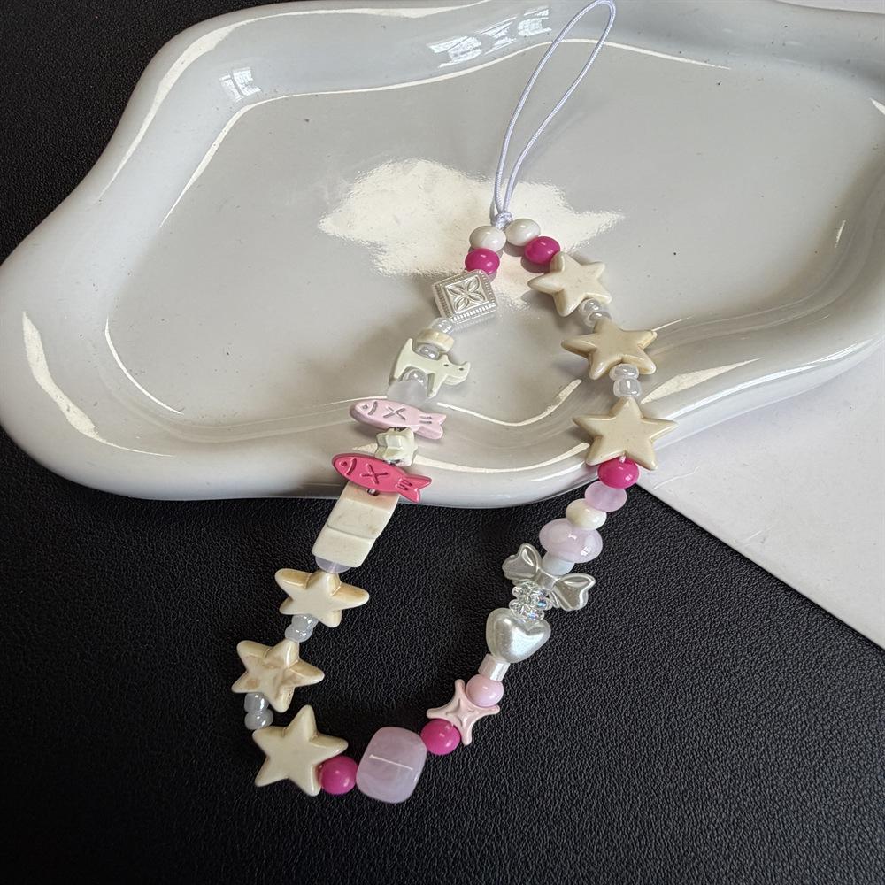 Original Sunflower Sea Star Beaded Phone Chain with Cute Camera Pendant