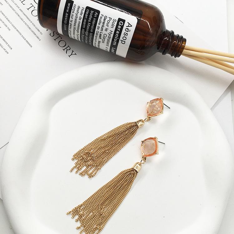 Vintage French Romantic Orange Acrylic Chain Tassel Earrings