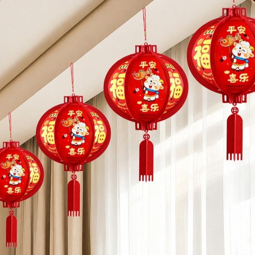 Felt Spring Festival Lantern Red New Year Hanging Ornament 2027 Hanging Sheep Lantern Wedding