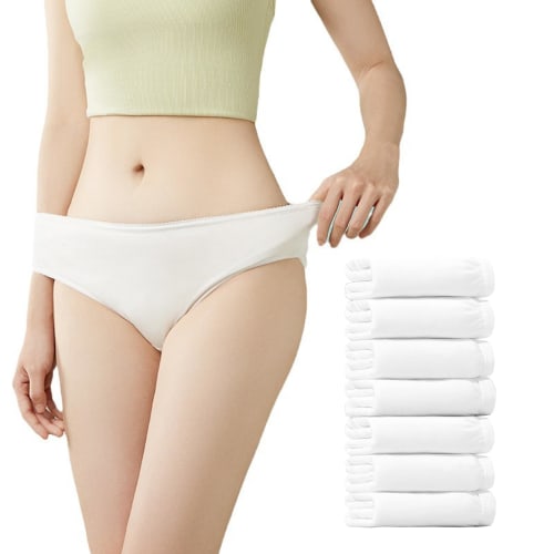 VVZ Disposable Panties, 7-Pack, 100% Cotton, Women's, Disposable Underwear, Ideal for Hospitalization, Disaster Preparedness, and Overseas Travel, Con