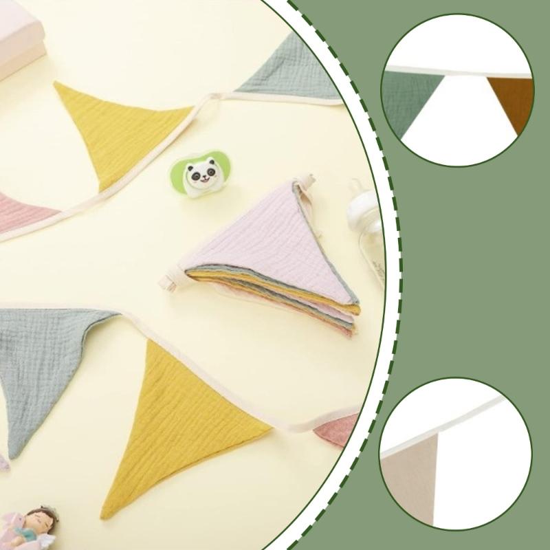 Cotton Bunting Garlands Children Room Triangular Flags Pennant Banners Nursery Birthday Party Wall Hanging Decoration