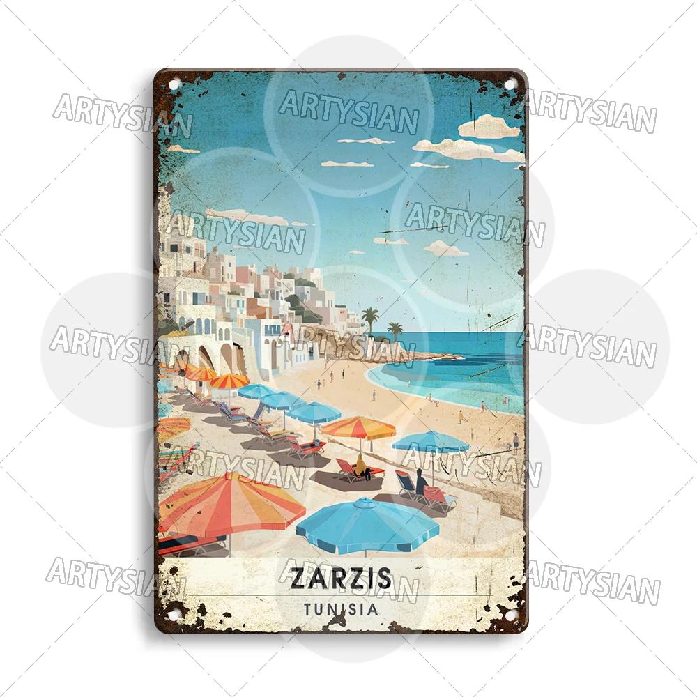 Maghreb Travel Cityscape Metal Sign Egypt Algiers Algeria Djerba Tunisia Marrakesh Morocco Alger Hoggar Oran Casablanca Agadir
