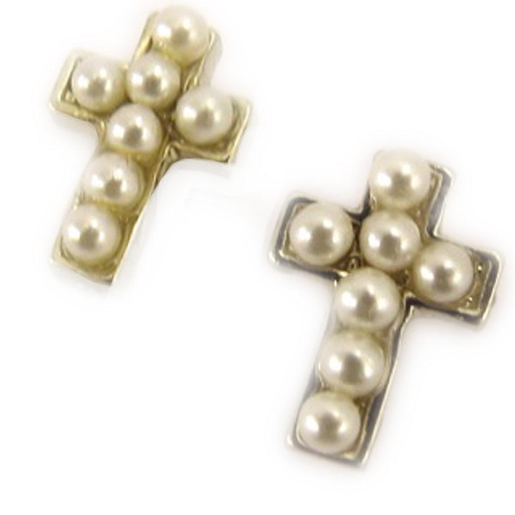 Les Trésors De Lily [L1594] - Ivory 'Cross' Earrings