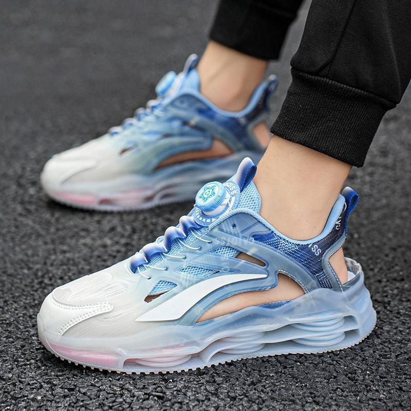 Rotating button men's shoes summer breathable 2025 new trend casual sports running shock-absorbing mesh beach sandals