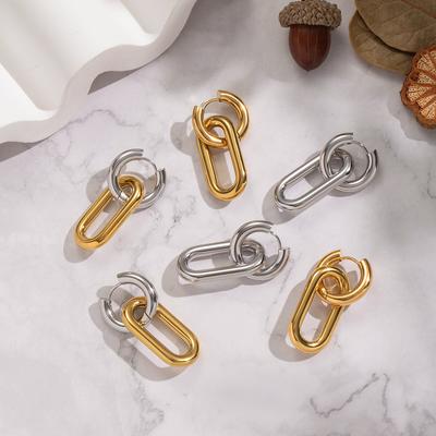 Minimalist Geometric Basic Hoop Earrings Stainless Steel 18K Gold Plated High Quality Accessory Jewelry Women Gala
