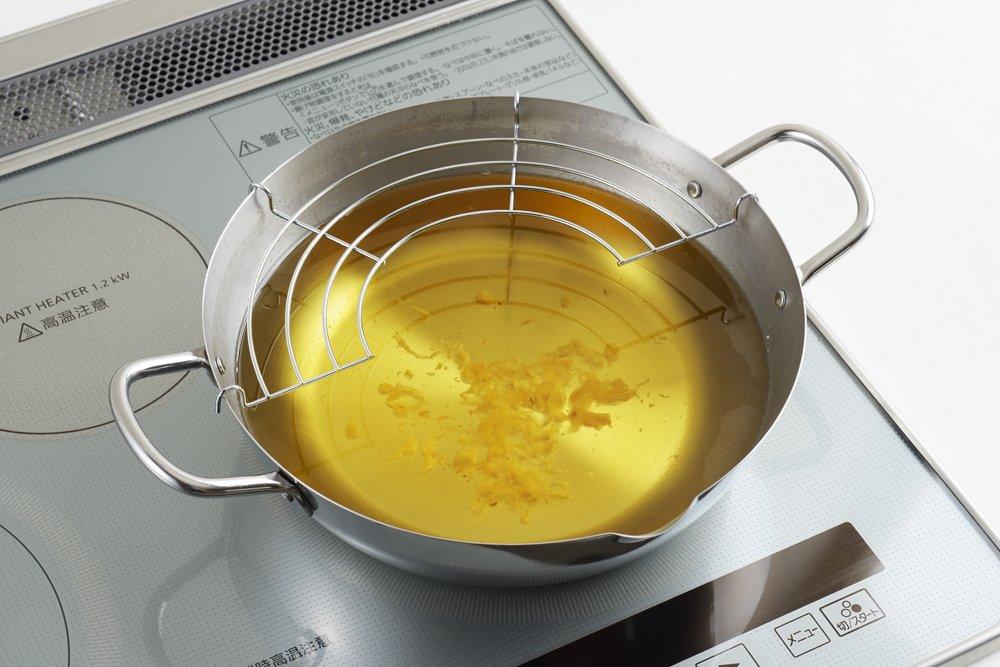 Yoshikawa Tempura Pot, 24cm, 2.6L, Stainless Steel, IH/Gas Stove Compatible, Gougi Series, Made in Japan (Tsubame-Sanjo), YJ2555