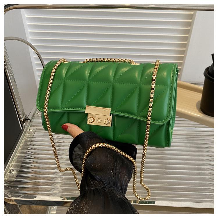 

Осінній однотонний вишивальний нитковий 2024 новий модний дизайн тренд іноземний стиль текстура замок портативна на плече месенджер жіноча сумка зелений