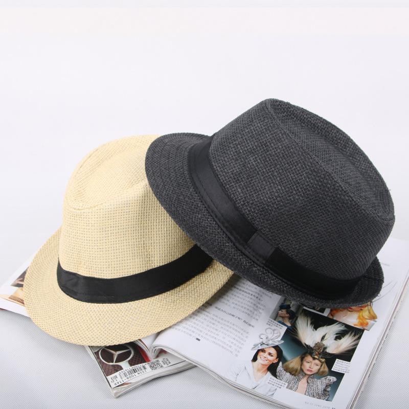 Parent-child Sun Hat Summer Sun Hat Men's Straw Sun Hat Children's British Top Hat Performance Jazz Hat