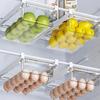 Kitchen Storage Box Fruit Vegetable Preservation Organizer Transparent Egg Container Under-shelf Refrigerator Drawer Silver Tray