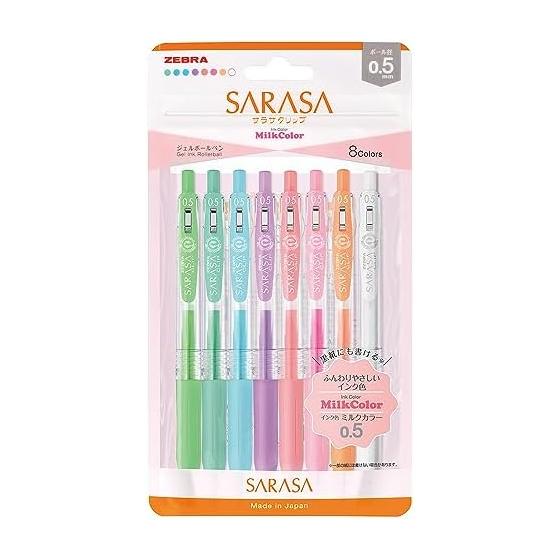 Zebra Gel Ballpoint Pen Sarasa Clip 0.5mm Milk Color 8 Color Set N JJ15-8C-MK-N