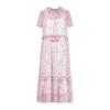 Süßes V-Ausschnitt Blumen Chiffon A-Linie Midi-Kleid