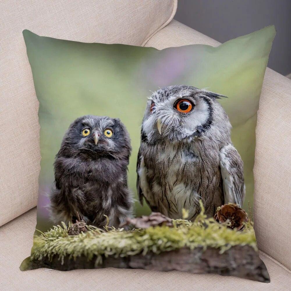 Cute Animal Pillowcase Wild Owl Cushion Cover Decorative Pillowcase Sofa Home Children's Room