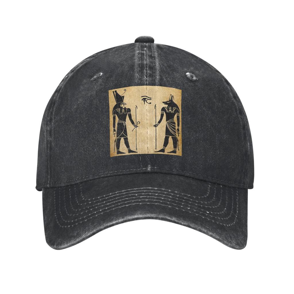 Ancient Egypt God Horus And Anubis Egyptian Pharaoh Baseball Caps Denim Fabric Hats Casquette Hip Hop Baseball Cowboy Hat
