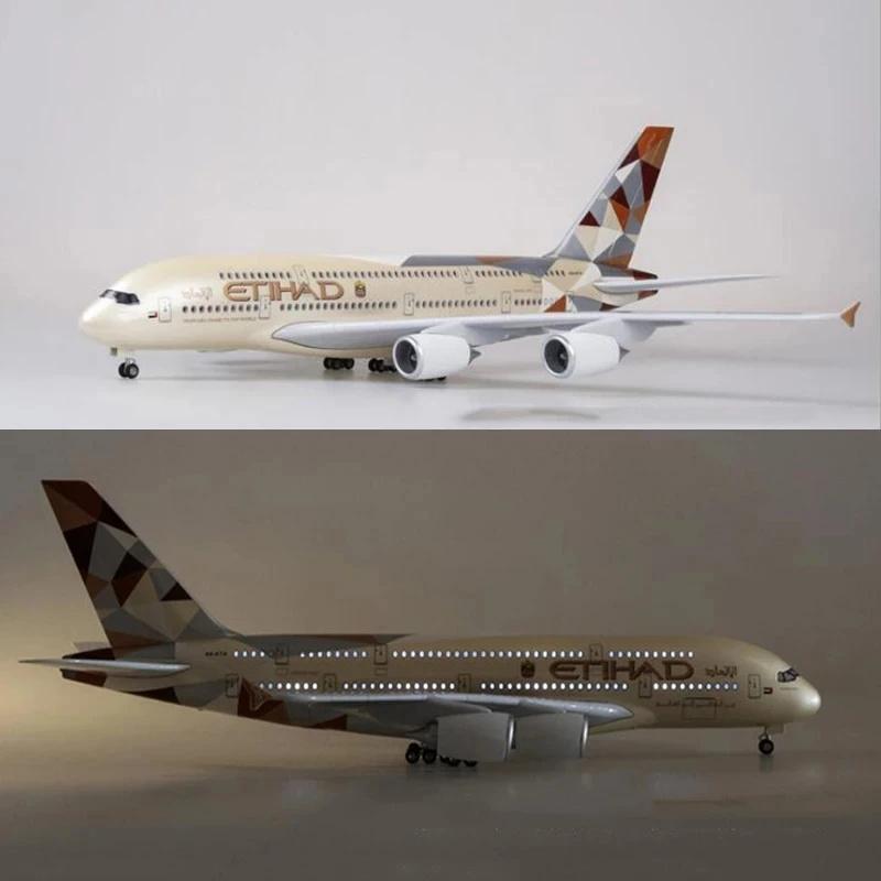 1/160 Large Scale 47CM Airplane Model for A380 Etihad Resin Plane Model Souvenir Aviation Enthusiasts Toy Gifts