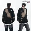 Oversized Crewneck Sweater With Distressed Pinhole Detail Winter Streetwear Knitwear Teens