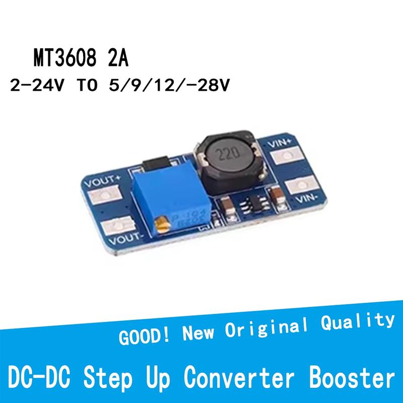 2pcs MT3608 Adjustable Boost Module DC-DC Step Up Converter Module 2A Max 2V-24V To 5V 9V 12V 28V Booster Power Supply Board