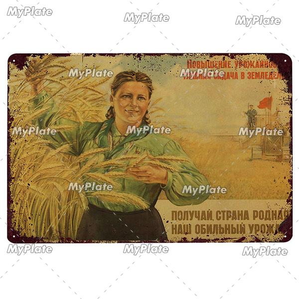 Russian Metal Sign Plaque Tin Sign Plate Wall Decor For Bar Club Man Cave Aviation Poster Classical Stalin Leader Poster