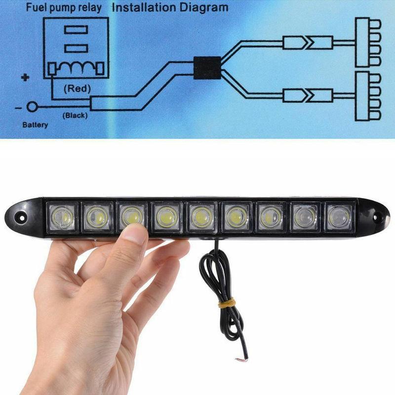 Car Daytime Running Light Accessories Auto 12V 9-LED White 6500K-7000K