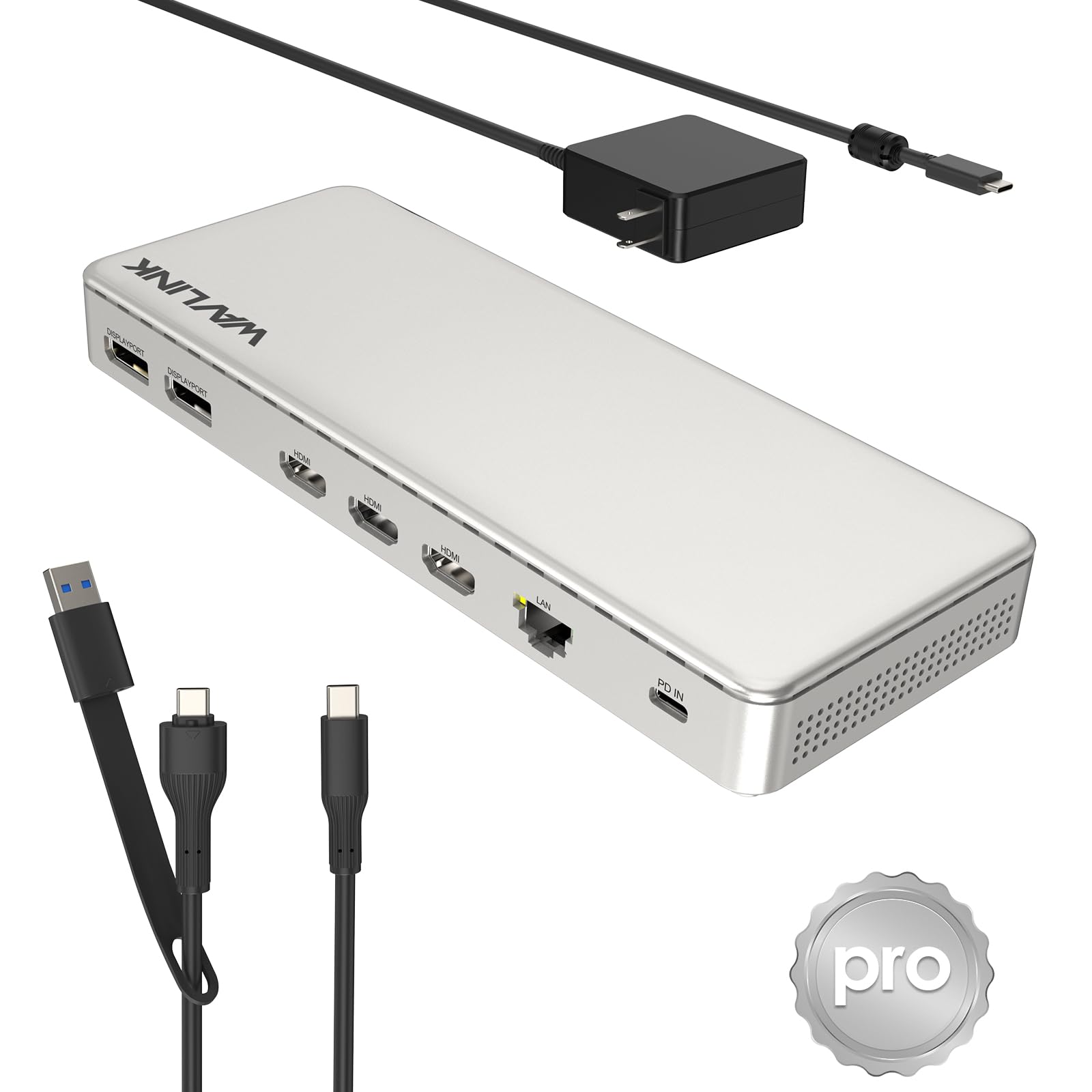 

WAVLINK Triple Universal Docking Station Conversion Up to 100W Power Supply 3 HDMI 2 DP Thunderbolt Support Compatible with MacBooks