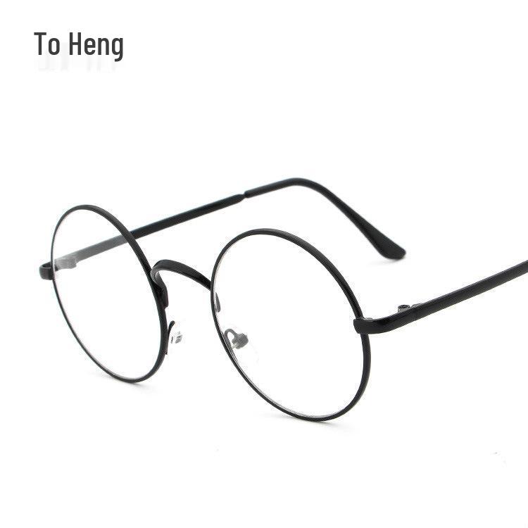 Trendy Korean Metal Round Glasses Frame for Unisex, Compatible with Myopia Lenses