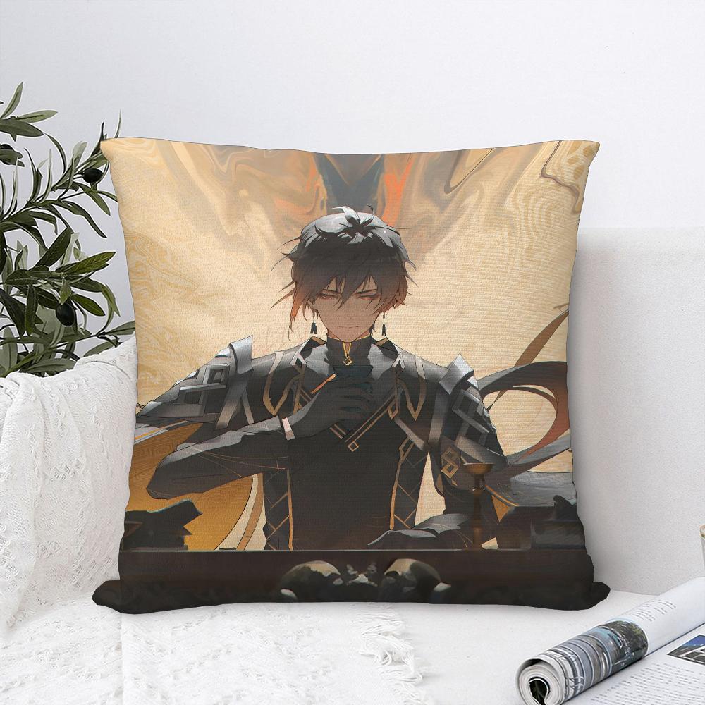 

Zhongli Genshin Impact Pillow Case Sofa Decorative Home Double-sided Printing Short Plush Cushion Cover Throw Pillow Cover 16x16Inch